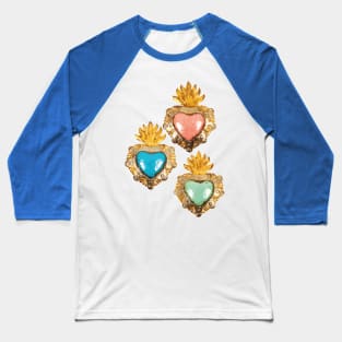 Mexican milagrito pastel colors sacred heart golden oaxaca folk art Baseball T-Shirt